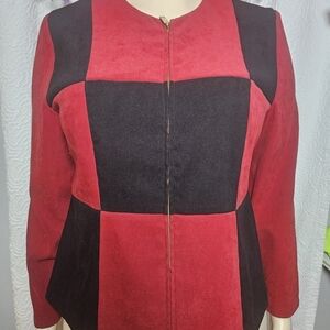Amanda Smith Red and Black Blazer with Geometric Design